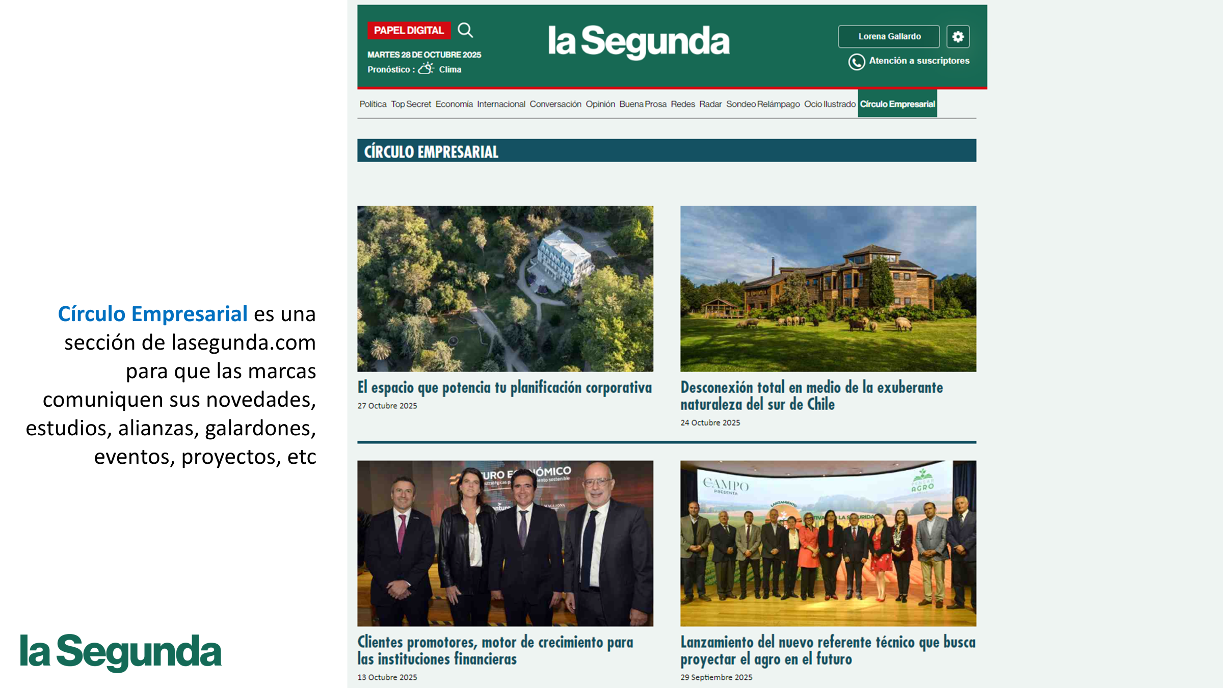 Paquete Nº74: La Segunda.com - HOME- Circulo Empresarial/Nota Escrita