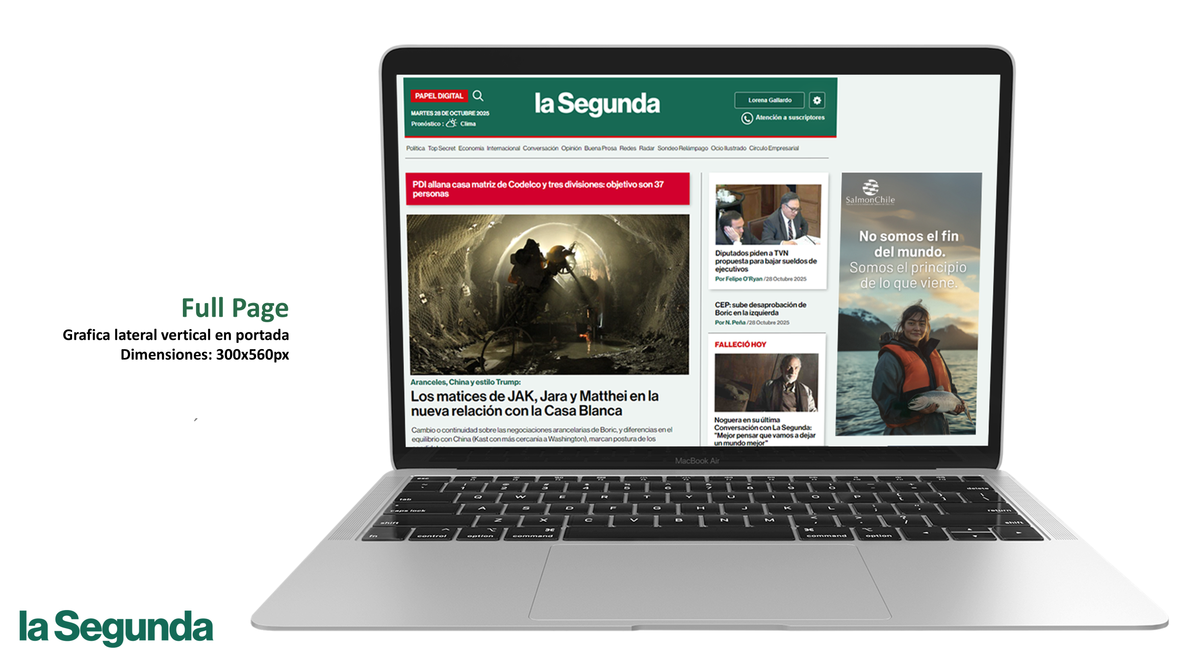 Paquete Nº75: La Segunda.com- Fullpage portada